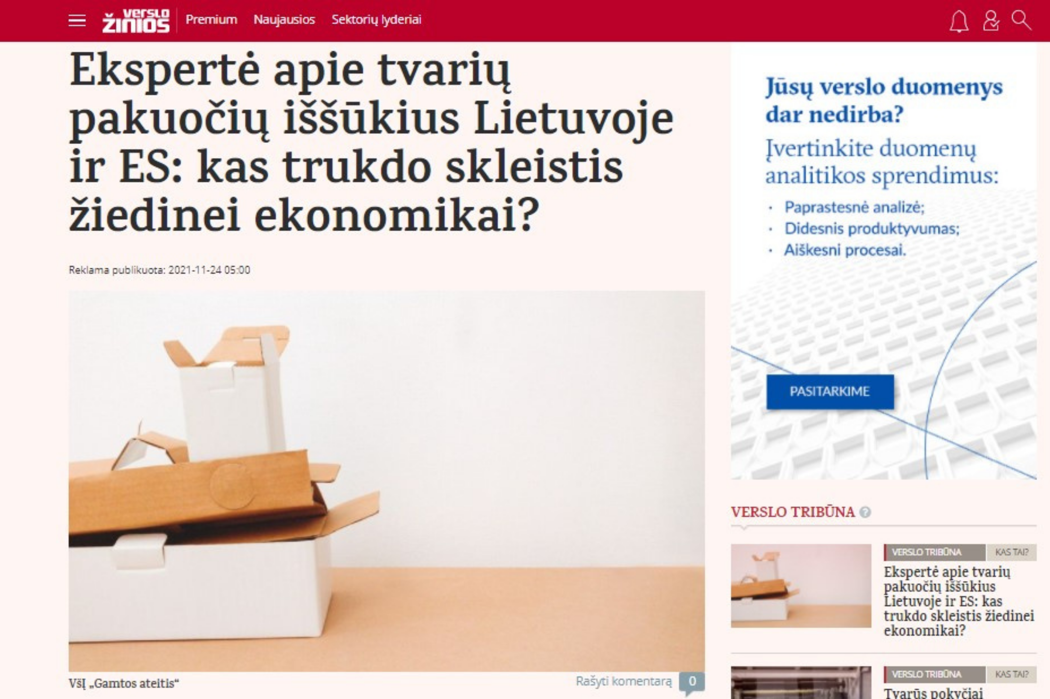 Ekspertė apie tvarių pakuočių iššūkius Lietuvoje ir ES: kas trukdo skleistis žiedinei ekonomikai?